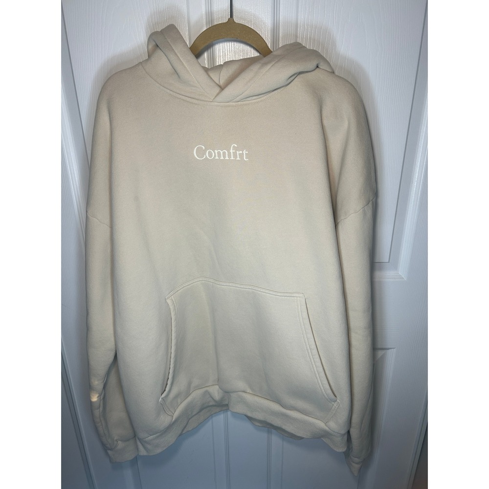 Comfrt Signature Hoodie Oversized Cream Sand Embroidered‎ Mens 3XL Heavyweight